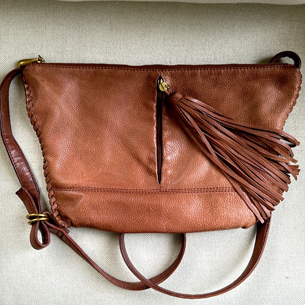 Authentic Hobo brown leather crossbody bag with adjustable strap